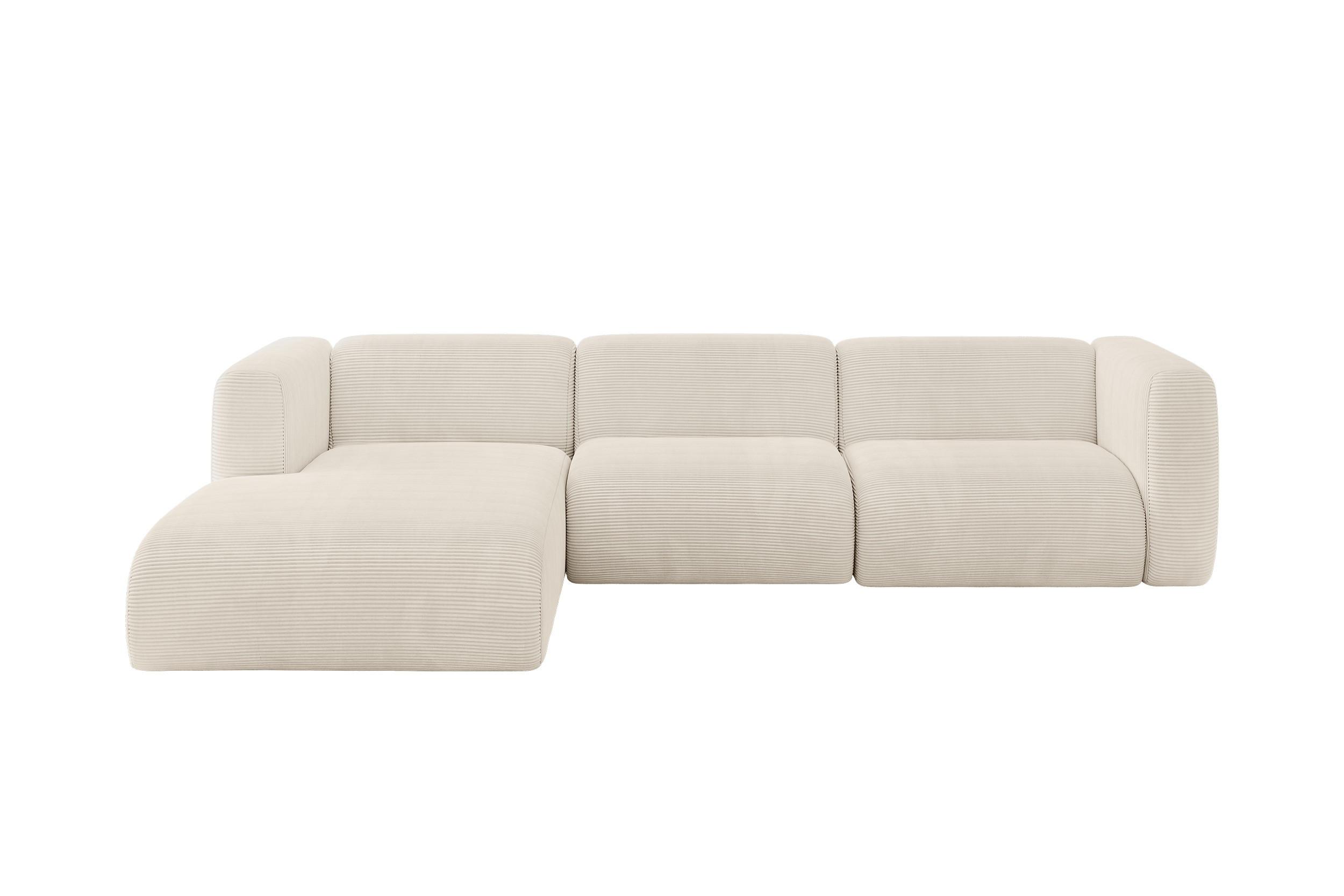 ECKSOFA Ottomane Links MIRA-L2 318x179x89 Beige Cord - Sandfarben/Beige, Holzwerkstoff/Kunststoff (318/179cm) - ALTDECOR