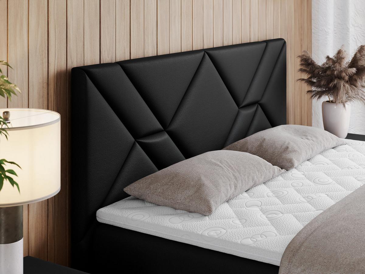 BOXBETT NEOMI 200/200 - Schwarz Kunstleder - H3 - Visco - Schwarz, Holz/Textil (200/200cm)