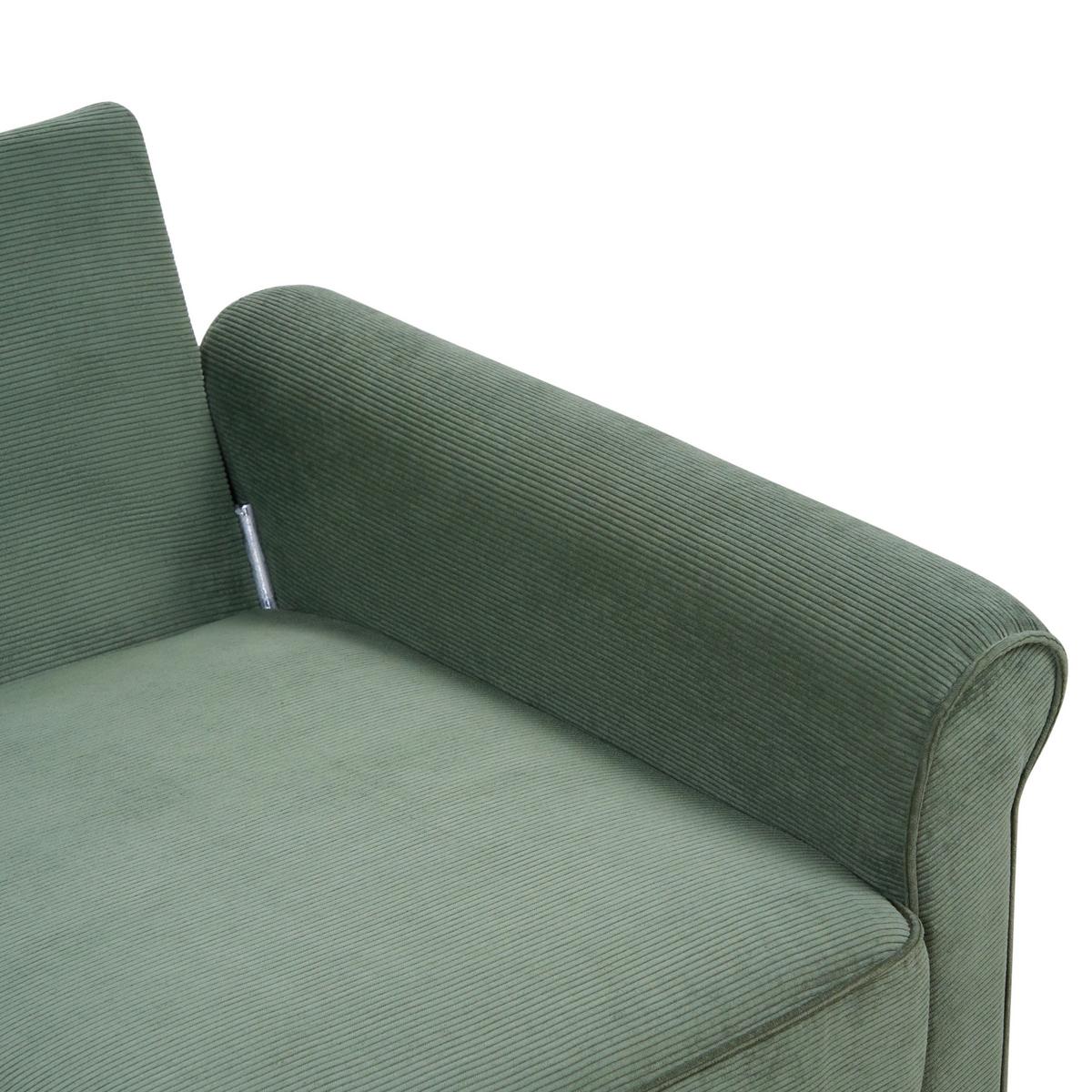 3-SITZER-SOFA Cord dunkelgrün Ronneby - Hellbraun/Grün, Textil (190/88/78cm) - Beliani
