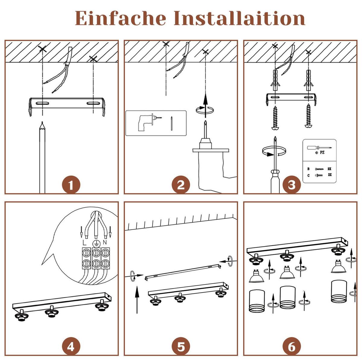 DECKENSTRAHLER Staffelstein 3-flammig 43/5/17 cm - Weiß, Metall (43/5/17cm) - Nettlife