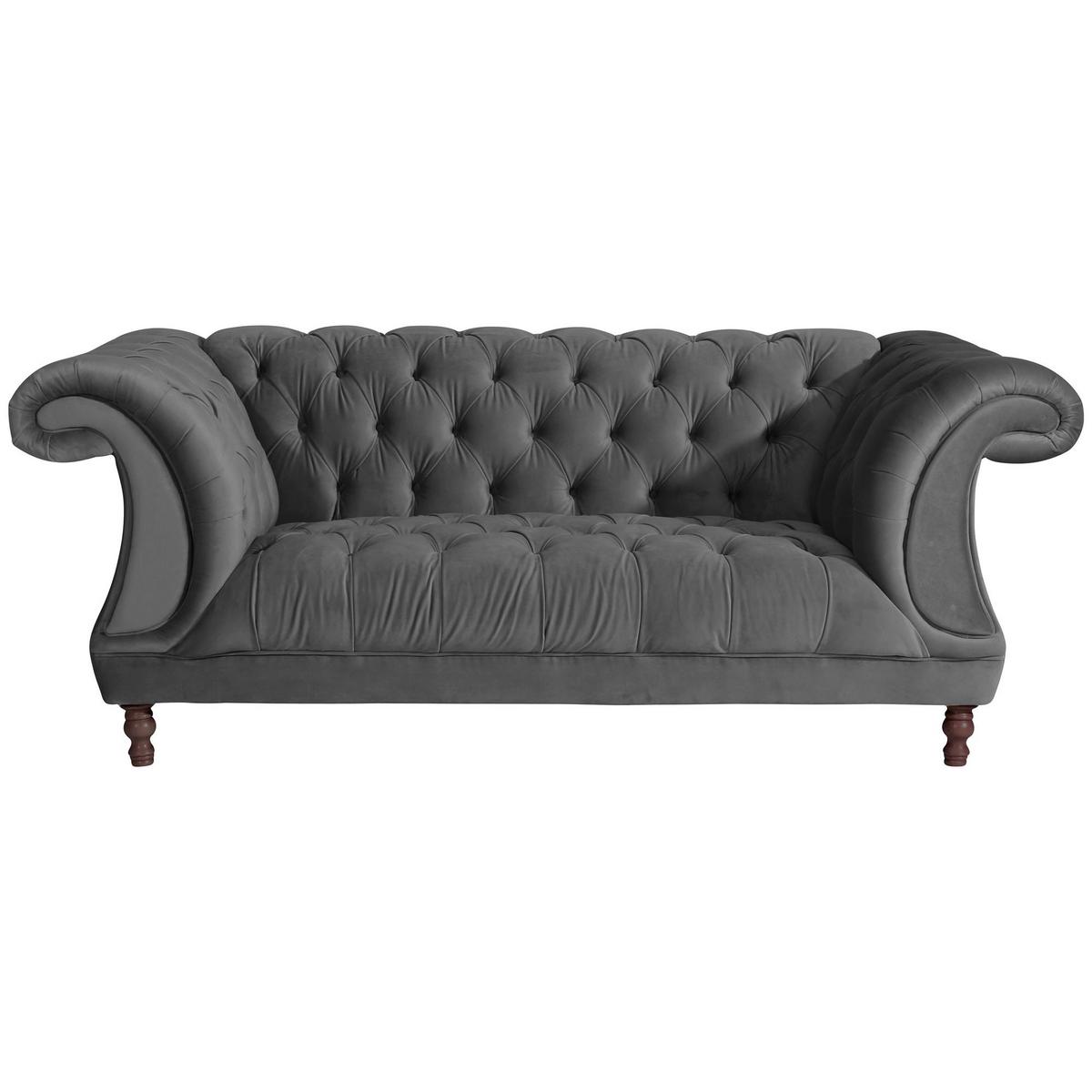 CHESTERFIELD Sofa 2-Sitzer Kaylin Samtvelours anthrazit - Anthrazit, Kunststoff (200/80/100cm) - 58aufmkessel