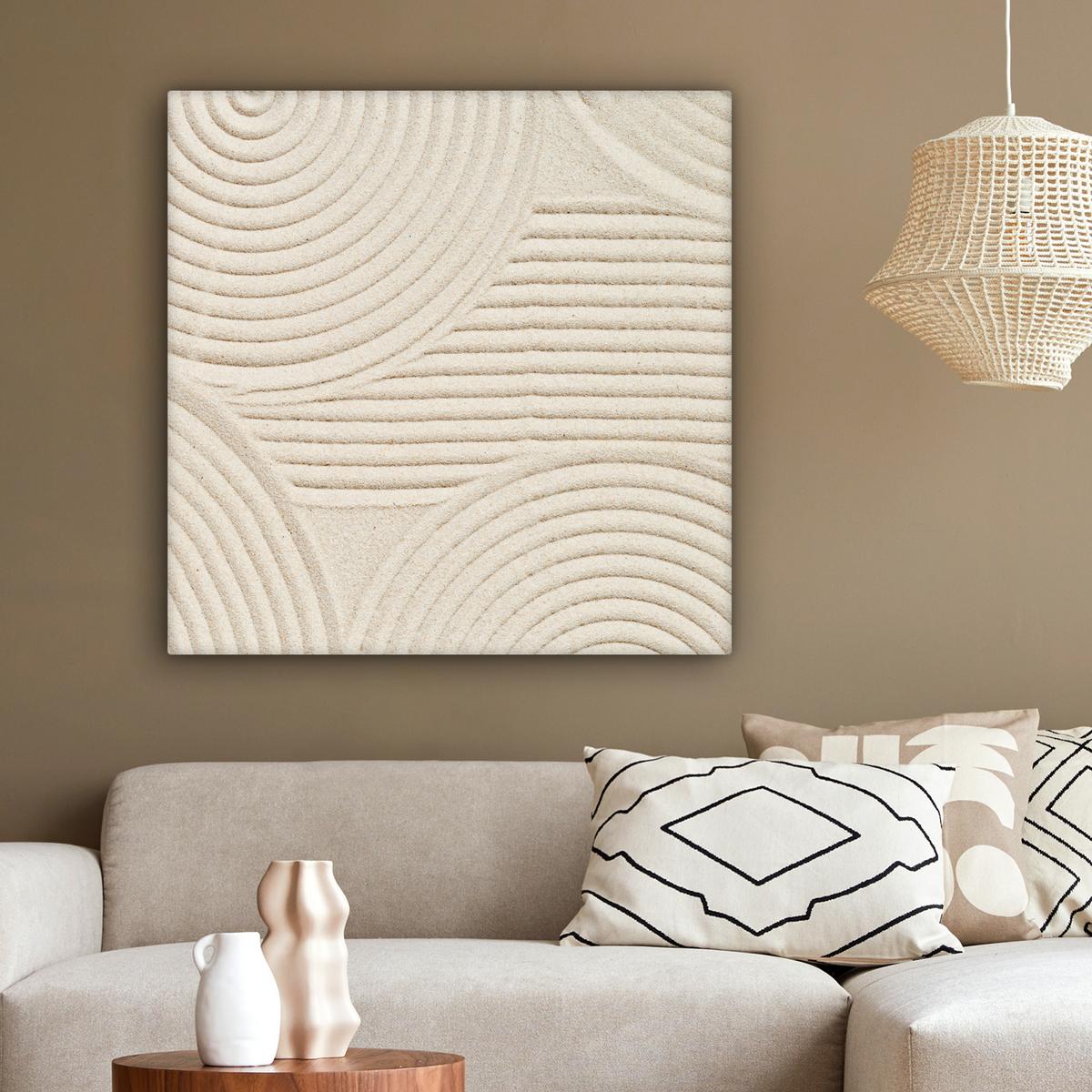LEINWANDBILD Muster - Abstrakt - Weiß Deko Groß 90x90 cm - Beige, Textil (90/90cm) - MuchoWow