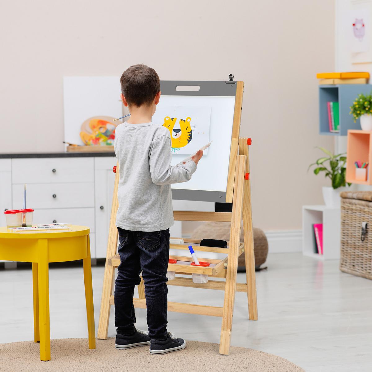 KINDERSTAFFELEI Grau - Grau, Holz (53.5/104/50.5cm) - COSTWAY