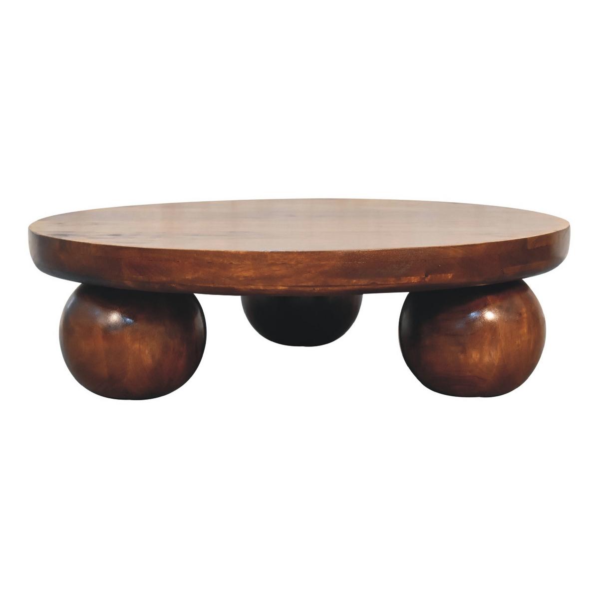 CENTRAL Ball Tisch im Kastanienholz-Finish - Kastanienfarben/Messingfarben, Holz/Metall (80/80/23cm) - Artisan Furniture