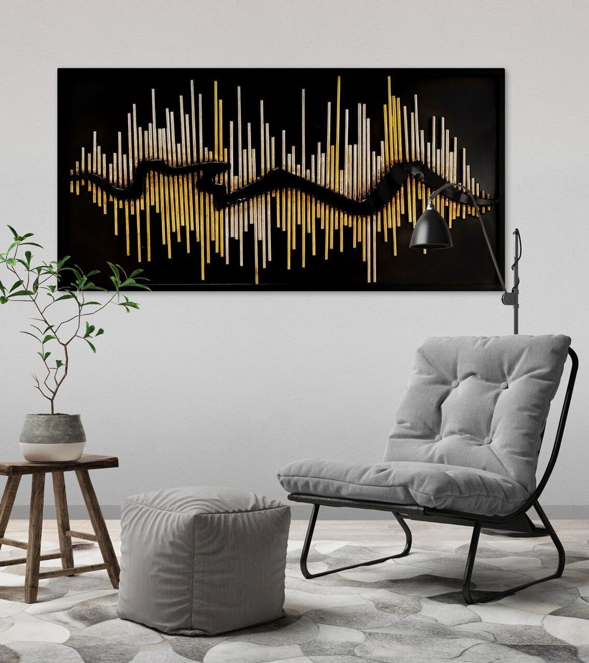 METALLBILD Gold 120/60 cm - Silberfarben/Goldfarben, Metall (7.95/60cm) - KUNSTLOFT