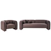 SOFA-SET 4-Sitzer Samtstoff Dunkelbraun Leiren - Braun, Textil (224/68/87cm) - Beliani