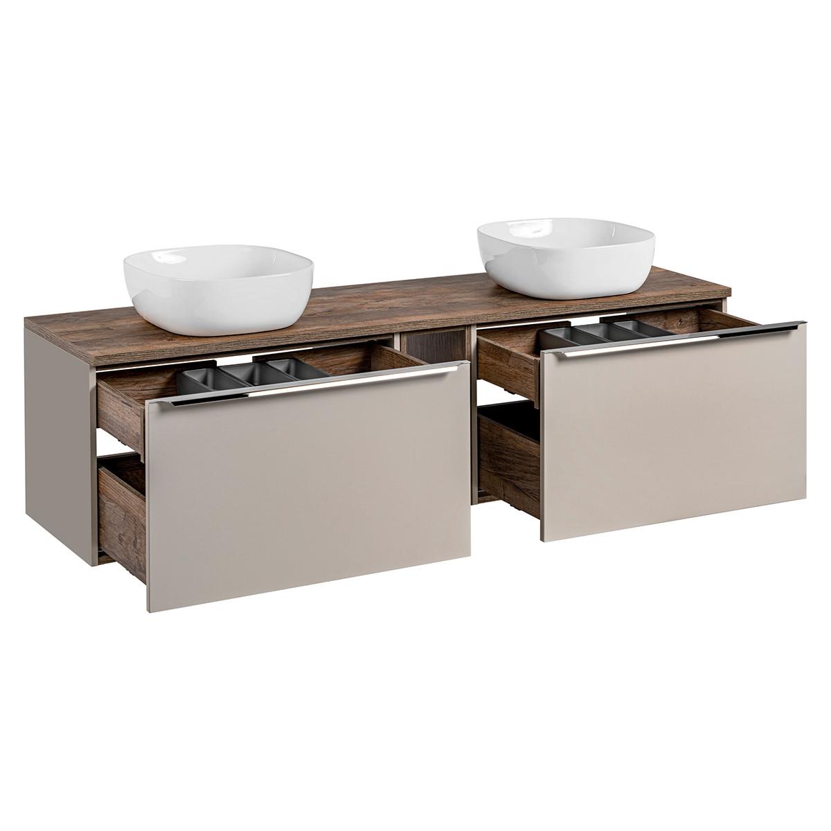 BADMÖBEL 180cm Éros 2er-Set Taupe - Taupe, Holzwerkstoff (180/48/46cm) - Petits-meubles