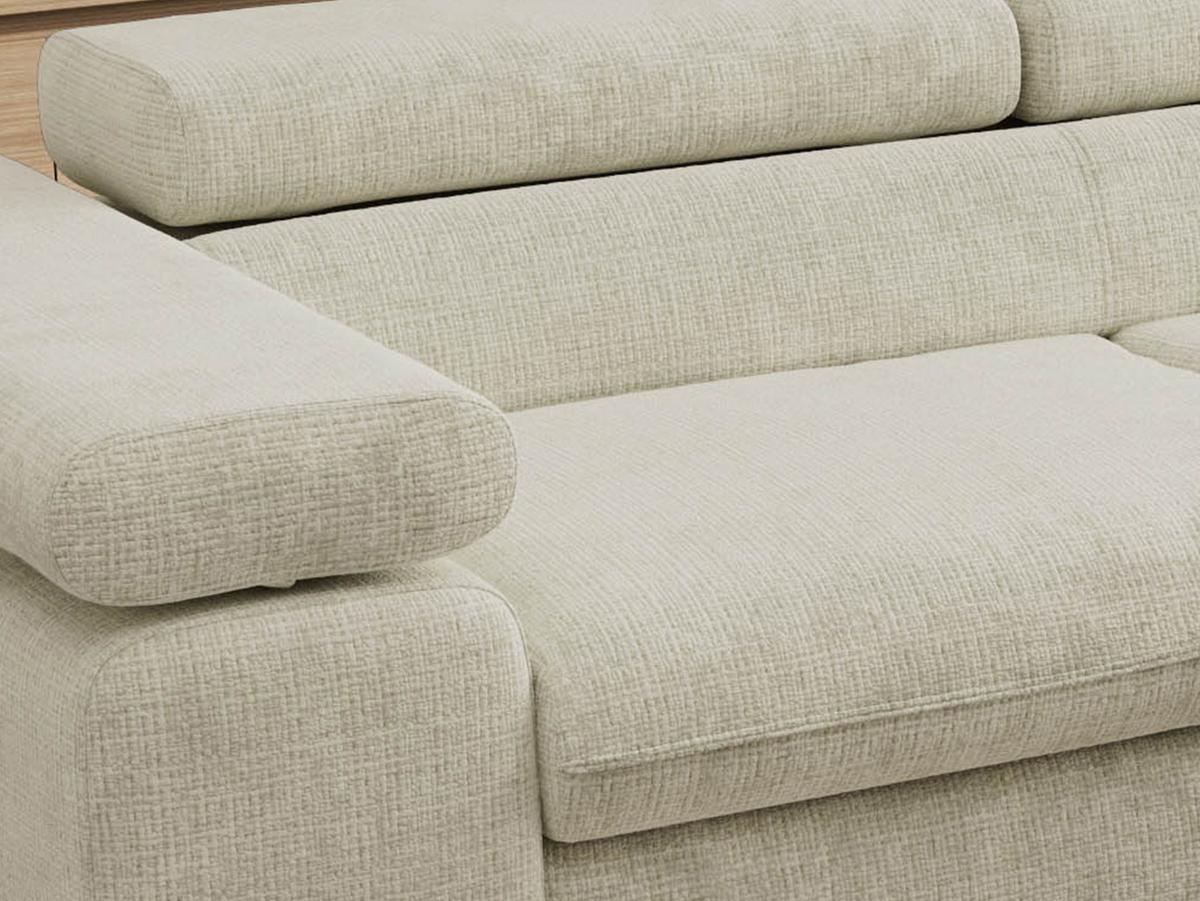 ECKSOFA PABLO L Creme Schenille grob gewebt - Rechts Seite - Creme/Schwarz, Textil/Metall (273/208cm) - MKS