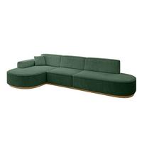 ECKSOFA Ottomane Links MARI-L2-v2 - 328x171x83 cm Grün Cord - Grün, Holzwerkstoff/Textil (328/171cm) - ALTDECOR