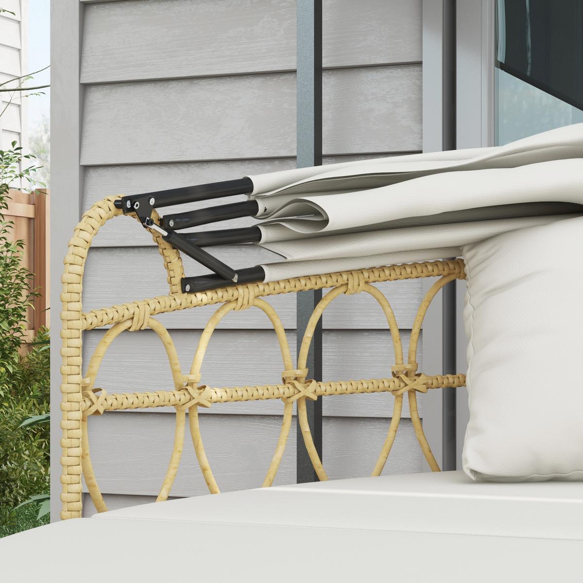 GARTENMÖBEL-SET mit klappbarem Verdeck, für Outdoor, Creme - Creme, Kunststoff - Outsunny