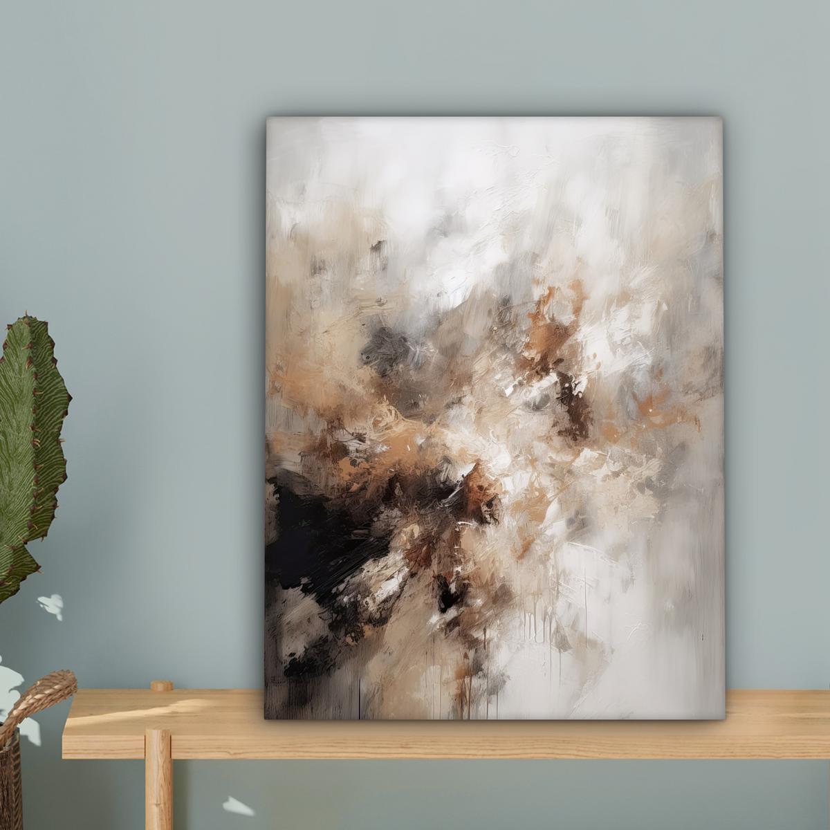 LEINWANDBILD Farbe - Abstrakt - Beige - Kunst Room Decor 30x40 cm - Greige, Textil (30/40cm) - MuchoWow
