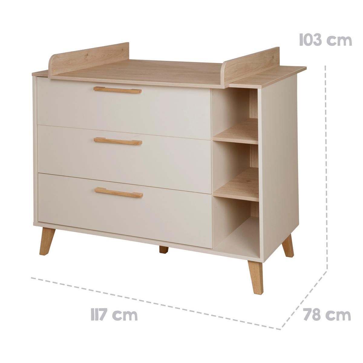 BABYZIMMER SET Jil 3-teilig - Kastanienfarben/Kaschmir, Holz/Holzwerkstoff (138/200/55cm) - Roba