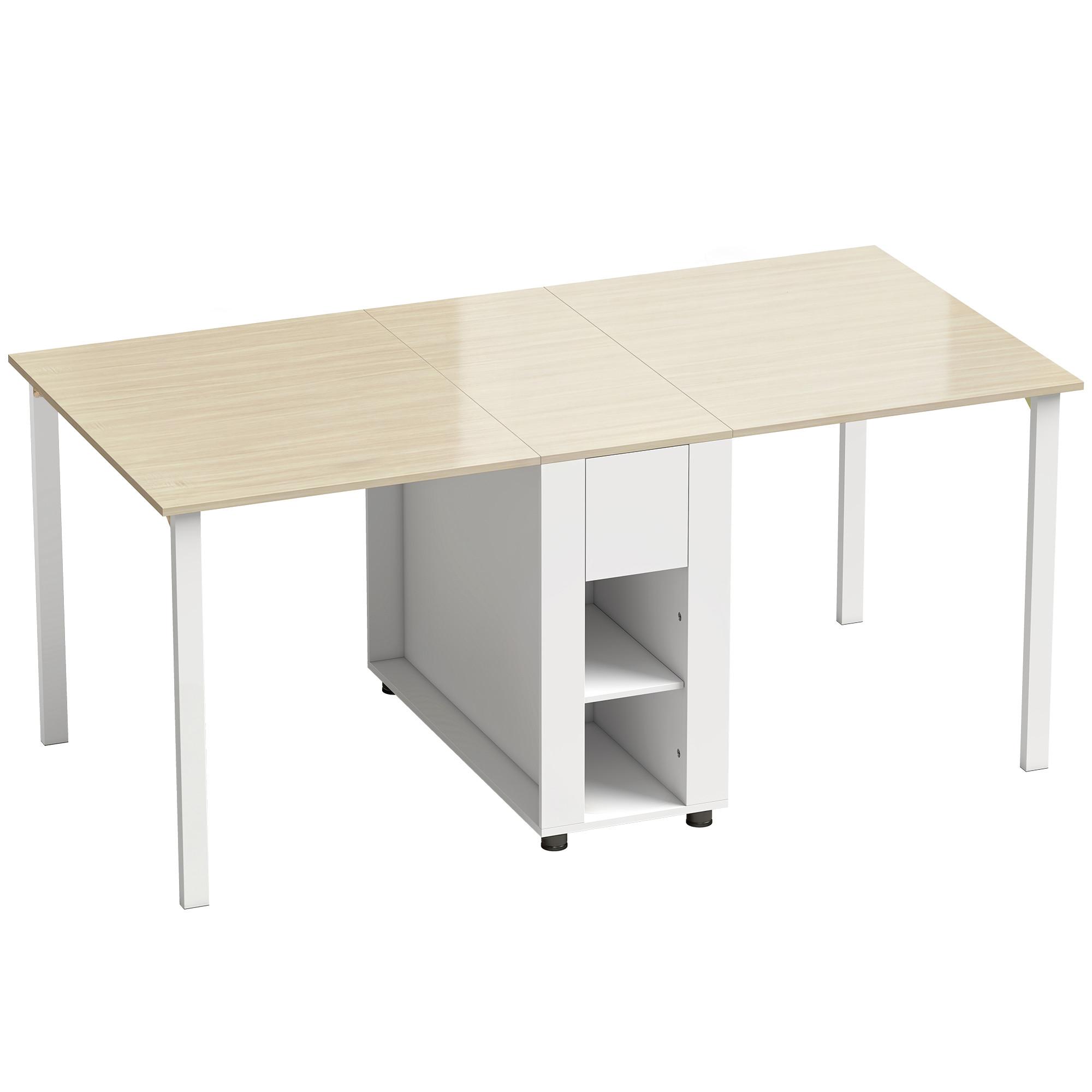 KLAPPTISCH MDF Weiß Naturholz - Weiß, Holz/Holzwerkstoff (168.2/85/73cm) - HOMCOM