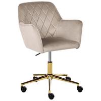 SCHREIBTISCHSTUHL Samtstoff Taupe Leloria - Taupe, Textil (60/83/60cm) - Beliani