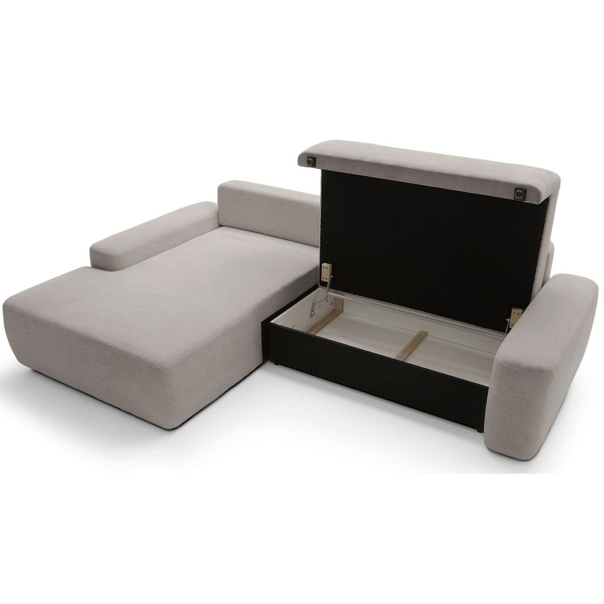 ECKSOFA Baleo Greige Chenille-Bezug - Taupe/Schwarz, Kunststoff/Textil (264/162cm) - Selsey