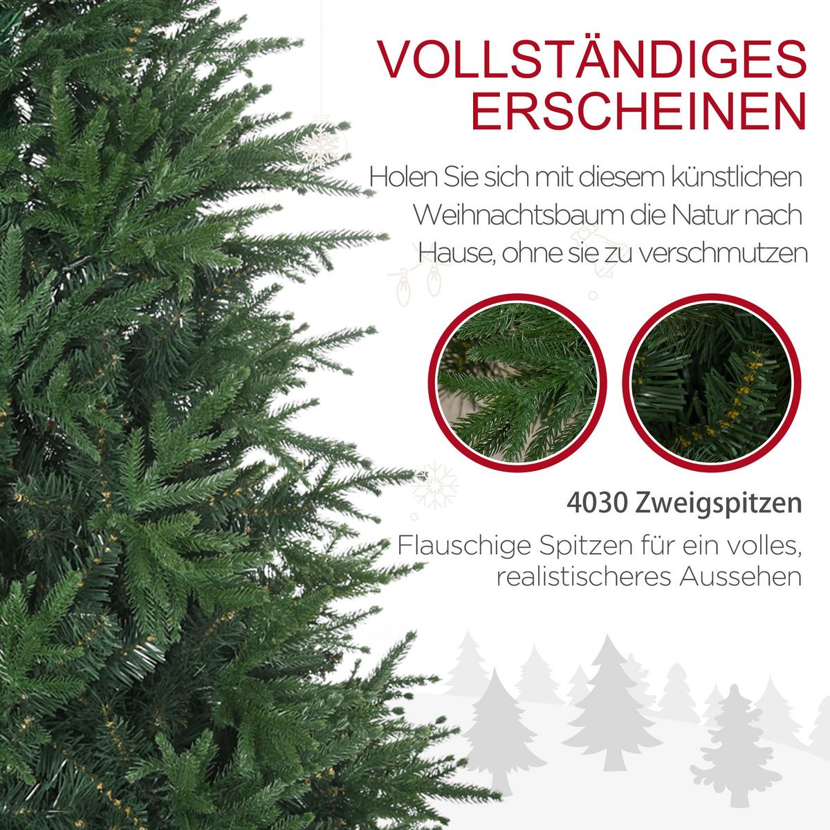 180 cm Weihnachtsbaum Künstlich Naturgetreu Dichte Zweige für Weihnachtsfest - Grün, Kunststoff (180cm) - HOMCOM