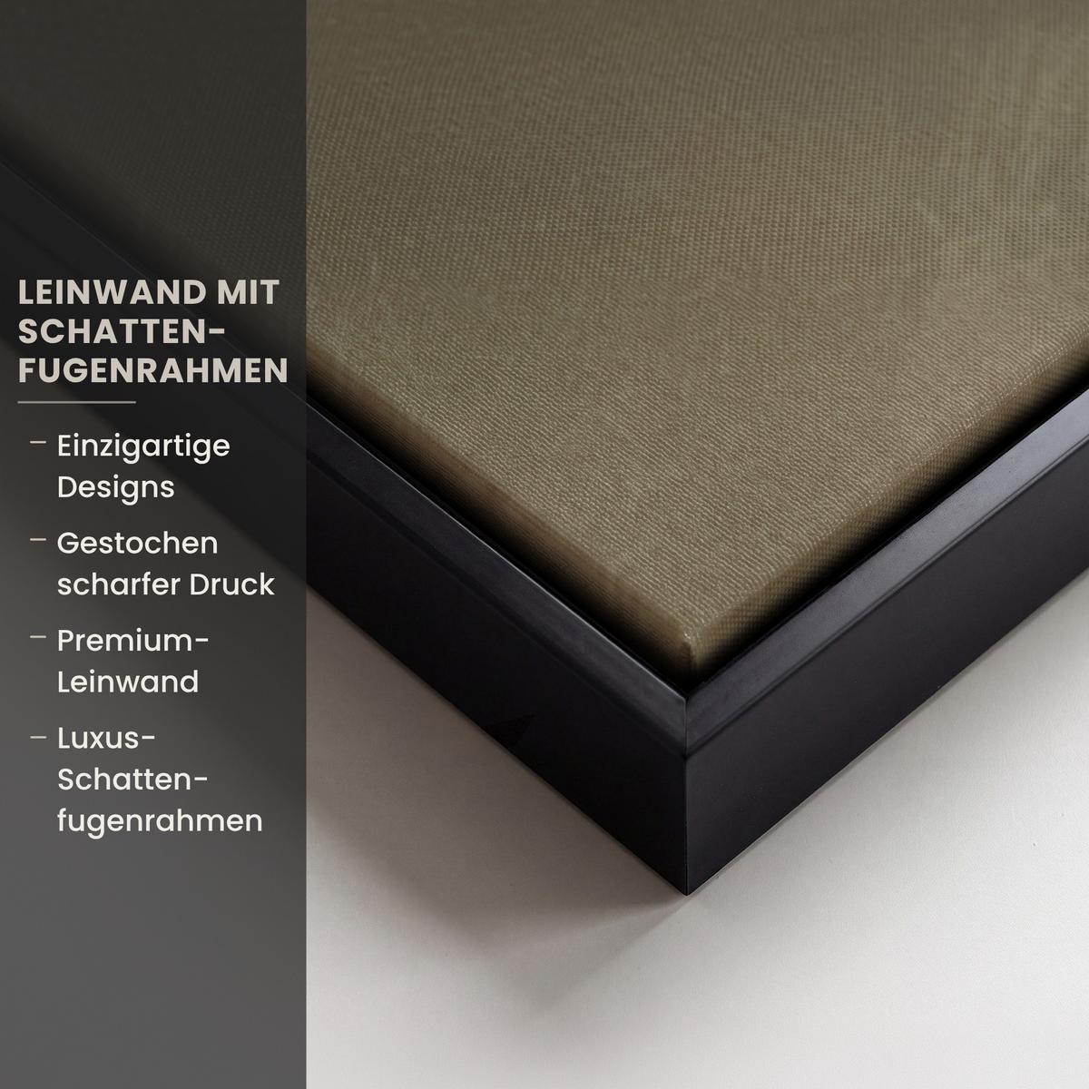 LEINWAND Bilder mit Rahmen - Formen - Rund - Blätter - Beige - 90x90 - Rostfarben, Textil (90/90cm) - MuchoWow
