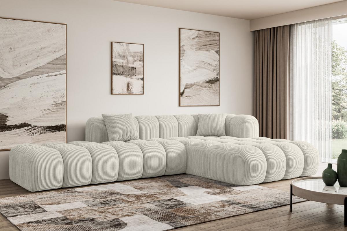 ECKSOFA Ottomane Rechts OLEA-L2 - 289x176x71 cm Creme - Hellgrau/Creme, Holzwerkstoff/Kunststoff (289/176cm) - ALTDECOR