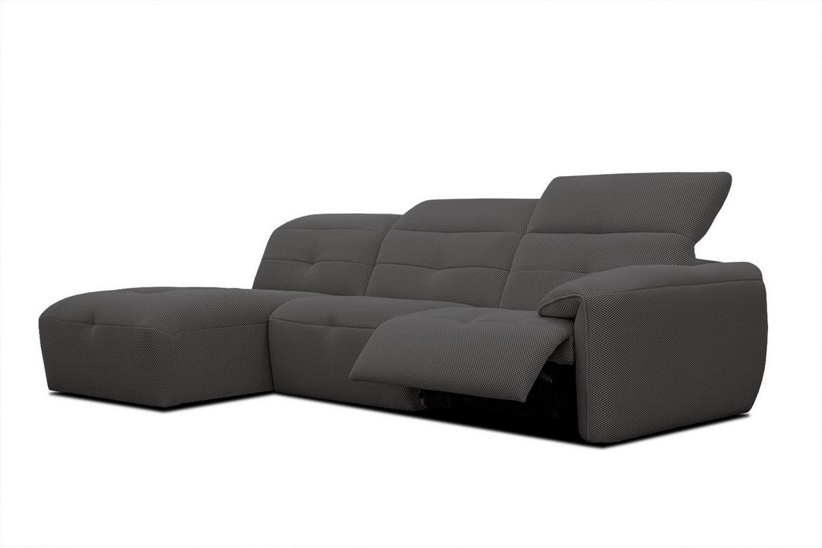 ECKSOFA TRENTO 4-Sitzer mit 1 Relaxfunktion, dunkelgrau - Dunkelgrau/Schwarz, Holzwerkstoff/Kunststoff (165/262cm) - Wozimo