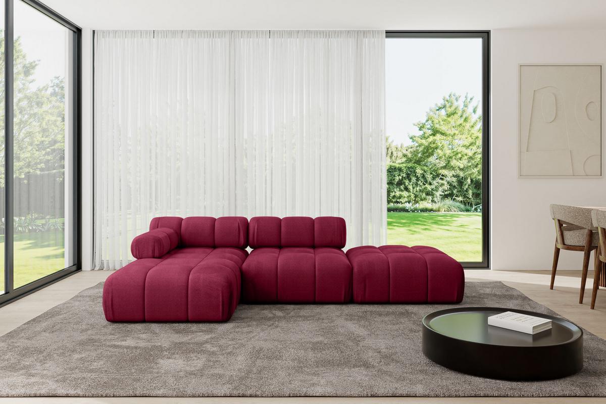 ECKSOFA modulares Sofa Lizur-L1 - 285x160x70 cm Bordeauxrot Velours - Bordeaux, Holzwerkstoff/Textil (285/160cm) - ALTDECOR