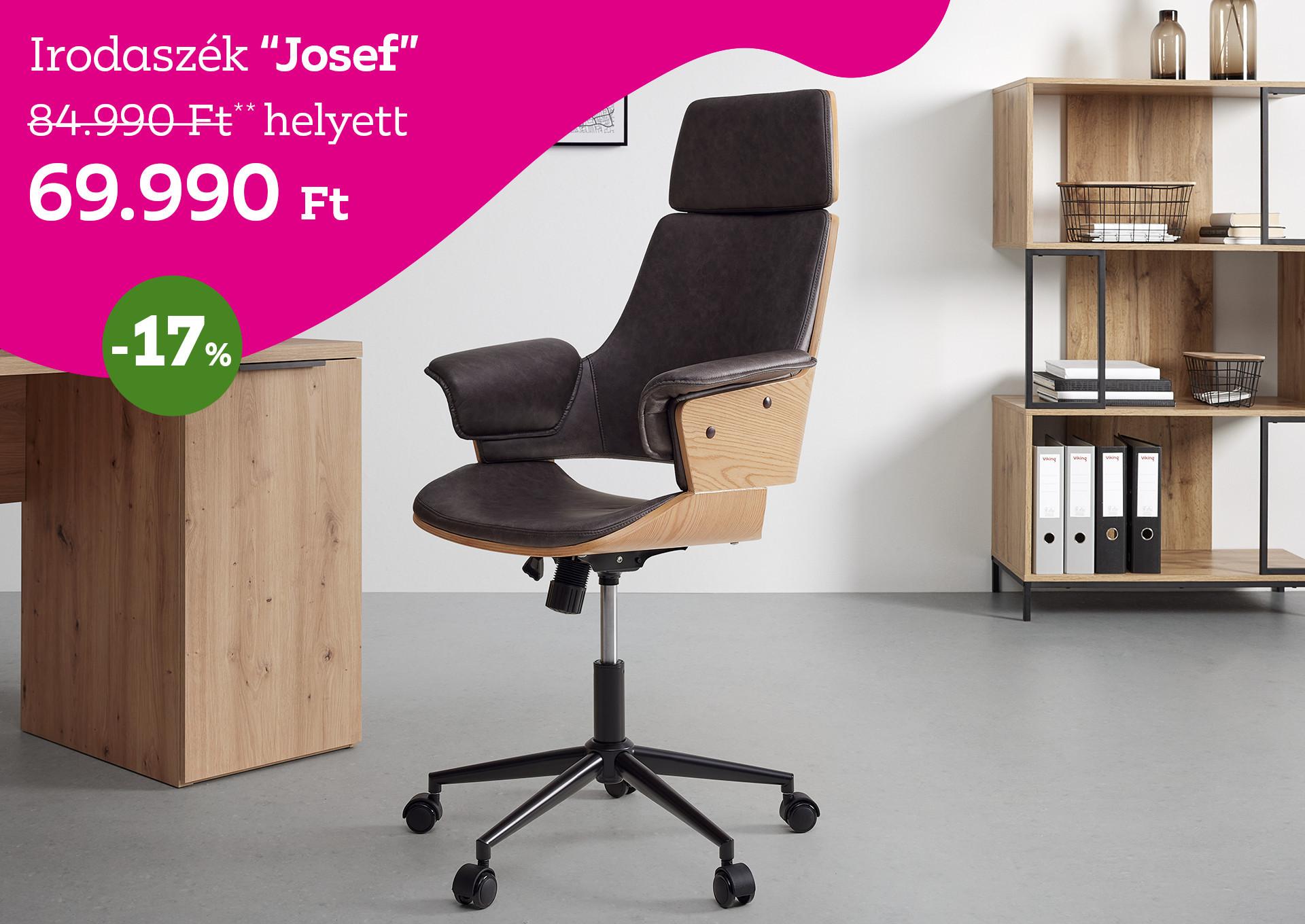 Irodaszék JOSEF 84990 Forint helyett 69990 Forint, kedvezmény mértéke 17%