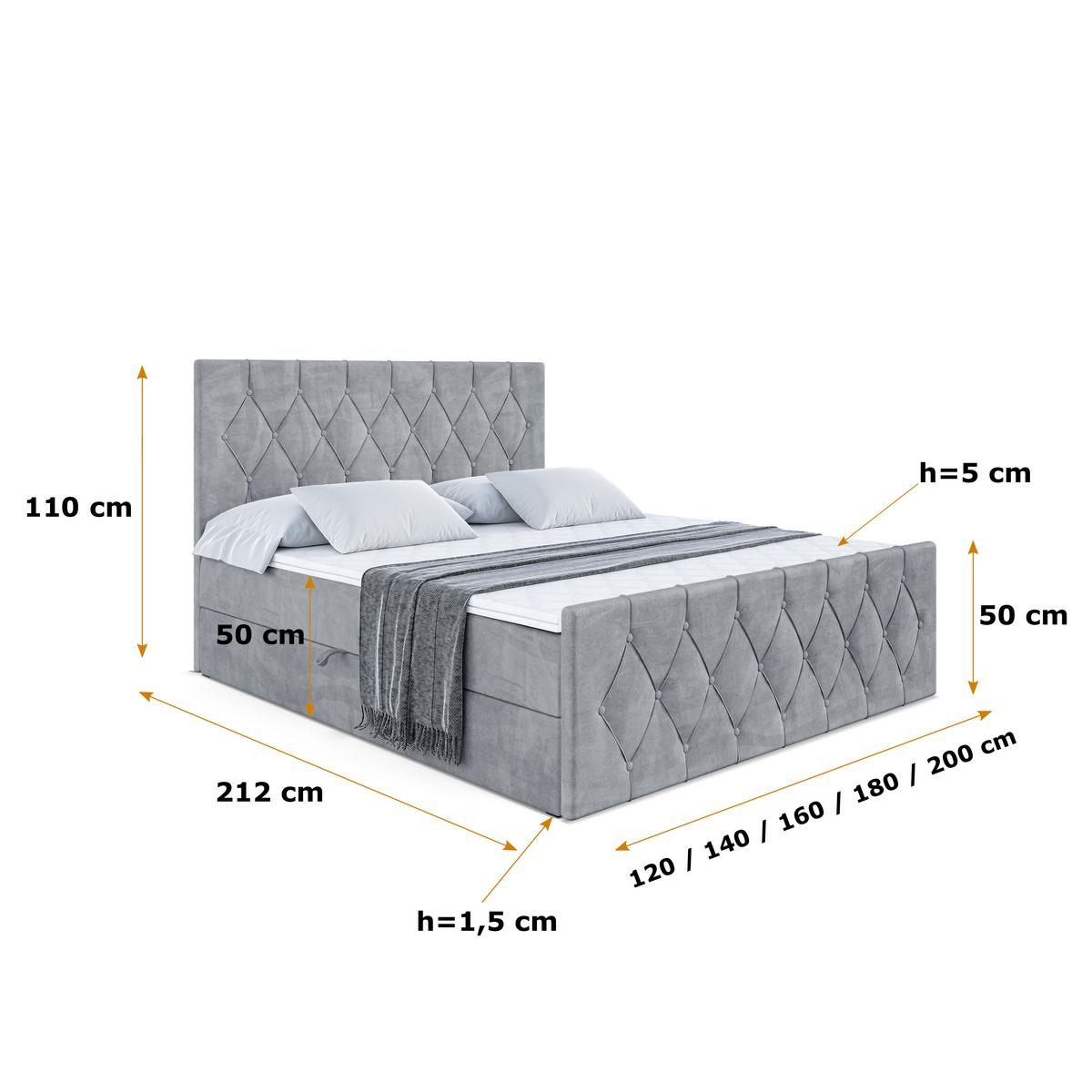 BOXBETT VELANTO-Z - 140 x 200 - H3 - Grau - Grau, Holzwerkstoff (140/200cm) - ALTDECOR