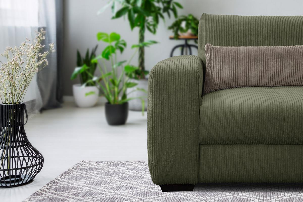 SESSEL OLI in Cordstoff olivgrün - Olivgrün, Holz/Textil (130/91/108cm) - Wozimo