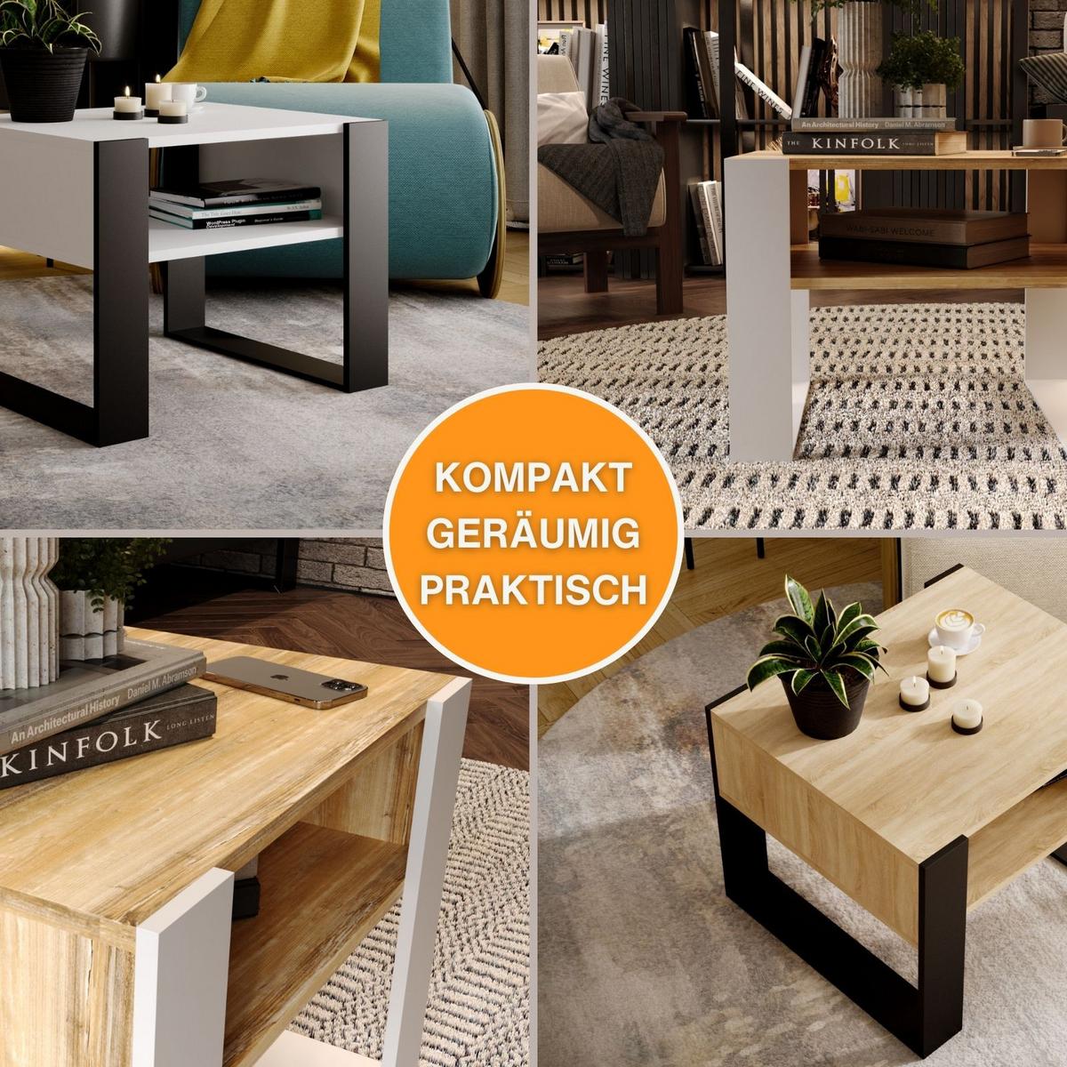 COUCHTISCH Karo65 65/45/53,6 - Schwarz/Weiß, Holzwerkstoff (53.6/65/45cm) - RAUMHIRSCH FURNITURE
