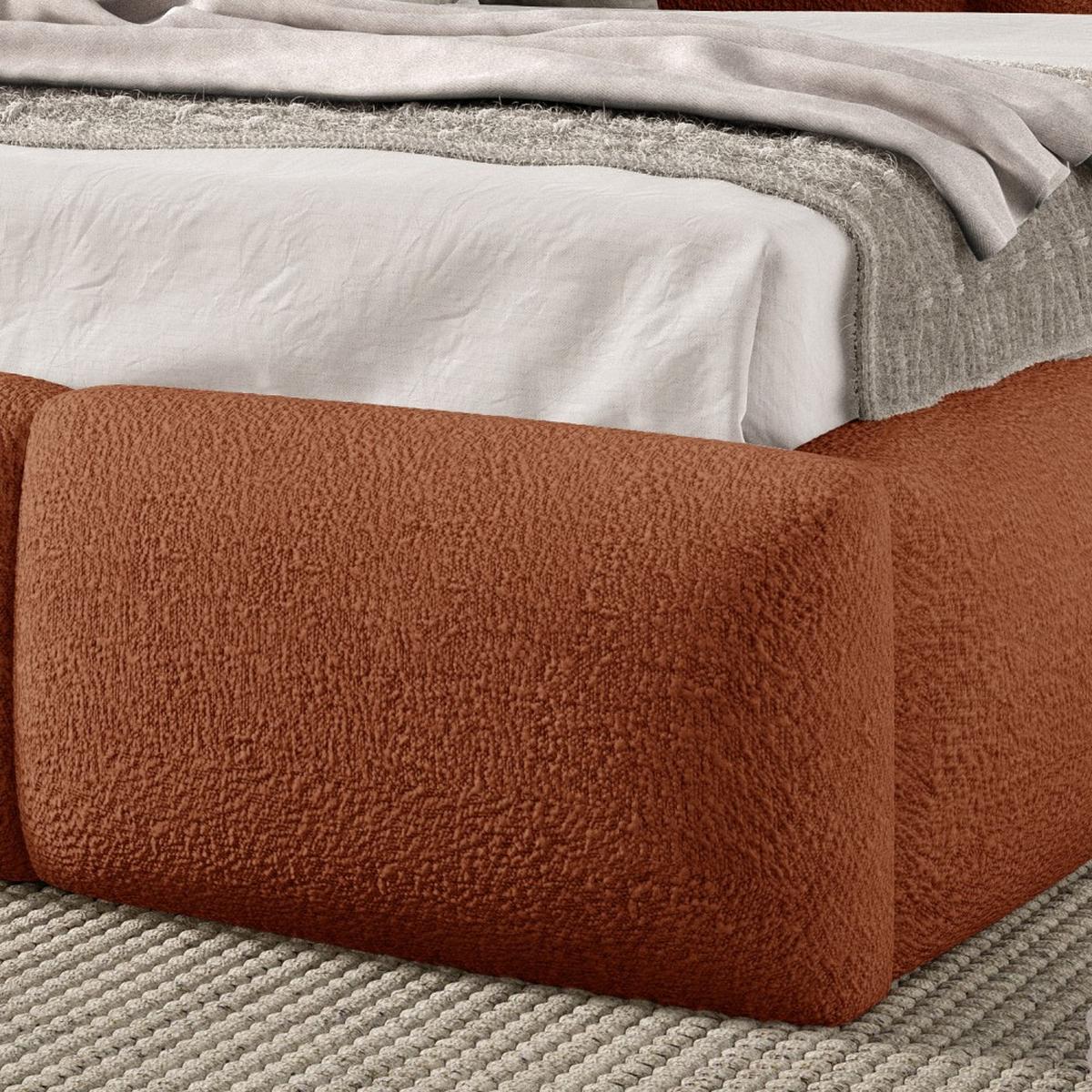 POLSTERBETT Bero, 200x200, Bouclé-Stoff, Ziegelrot - Rostfarben, Textil (200/200cm) - Beautysofa