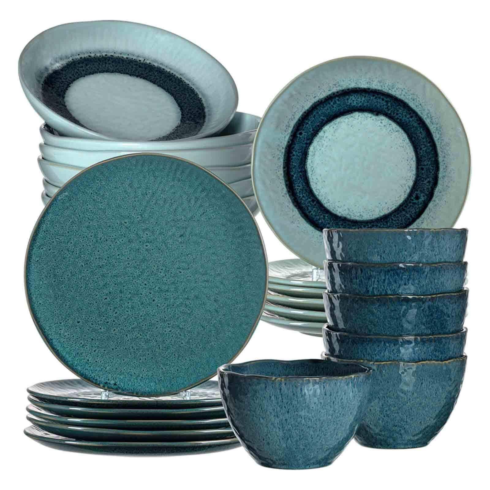 TAFELSERVICE Matera Blau 24-tlg. - Blau, Keramik (2/2/2cm) - Leonardo Living