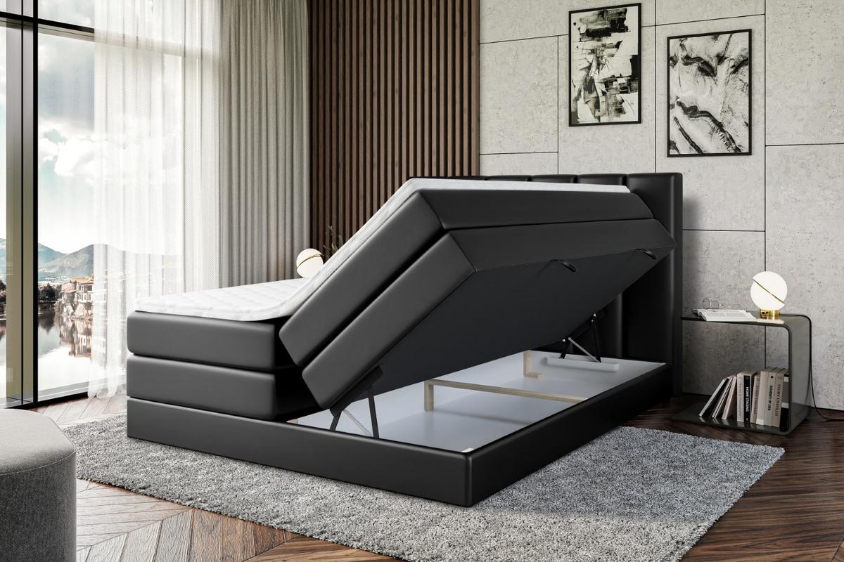 BOXSPRINGBETT BOXI1 KING - 160x200 - H3/H4 - Schwarz Hochglanz - Schwarz Hochglanz, Holzwerkstoff (160/200cm) - ALTDECOR