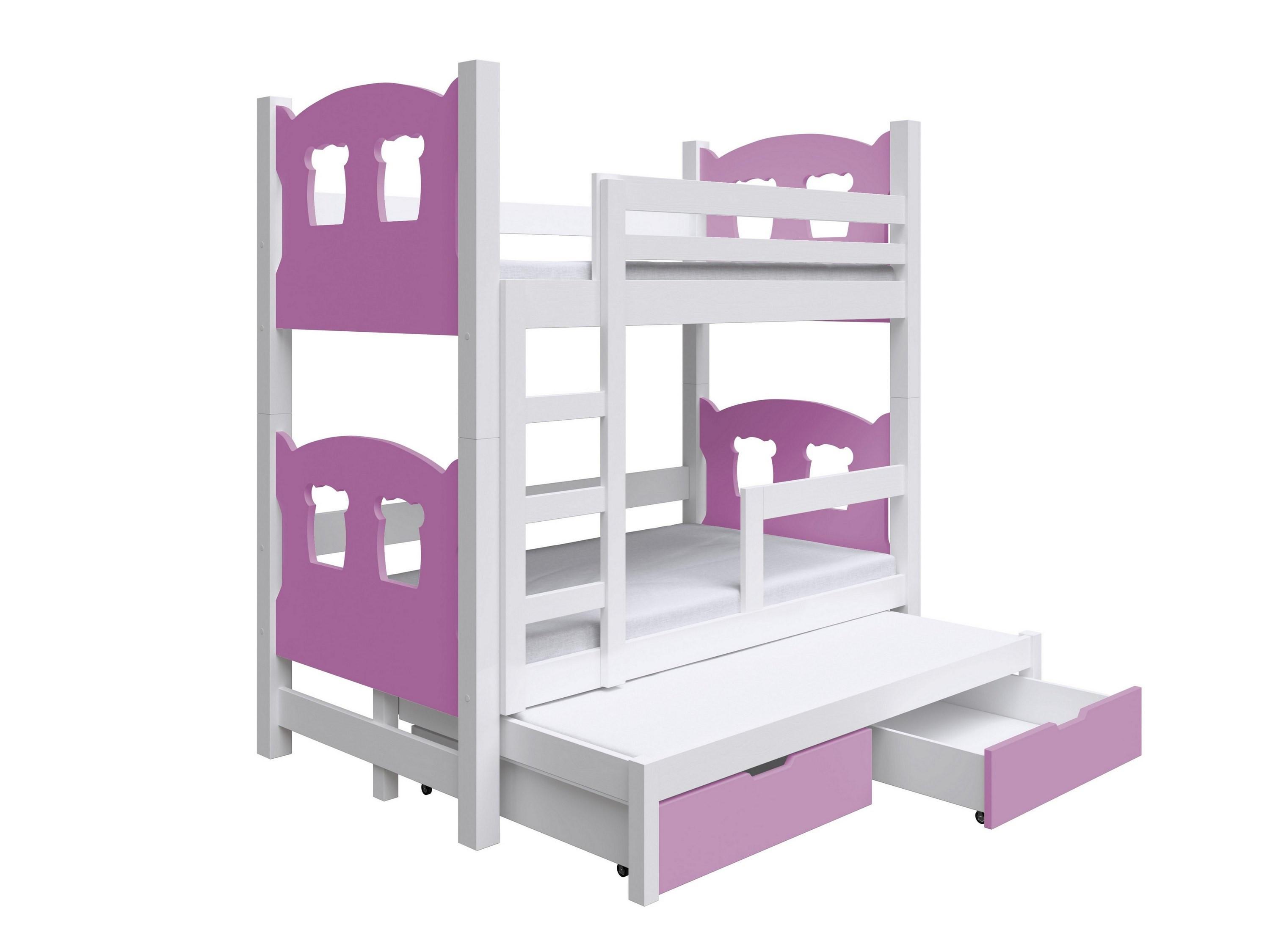 ETAGENBETT LEONE mit Bettkasten 80x180 cm Weiß - Weiß/Rosa, Holz (80/180cm) - MASSENO