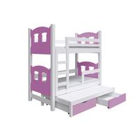 ETAGENBETT LEONE mit Bettkasten 80x180 cm Weiß - Weiß/Rosa, Holz (80/180cm) - MASSENO