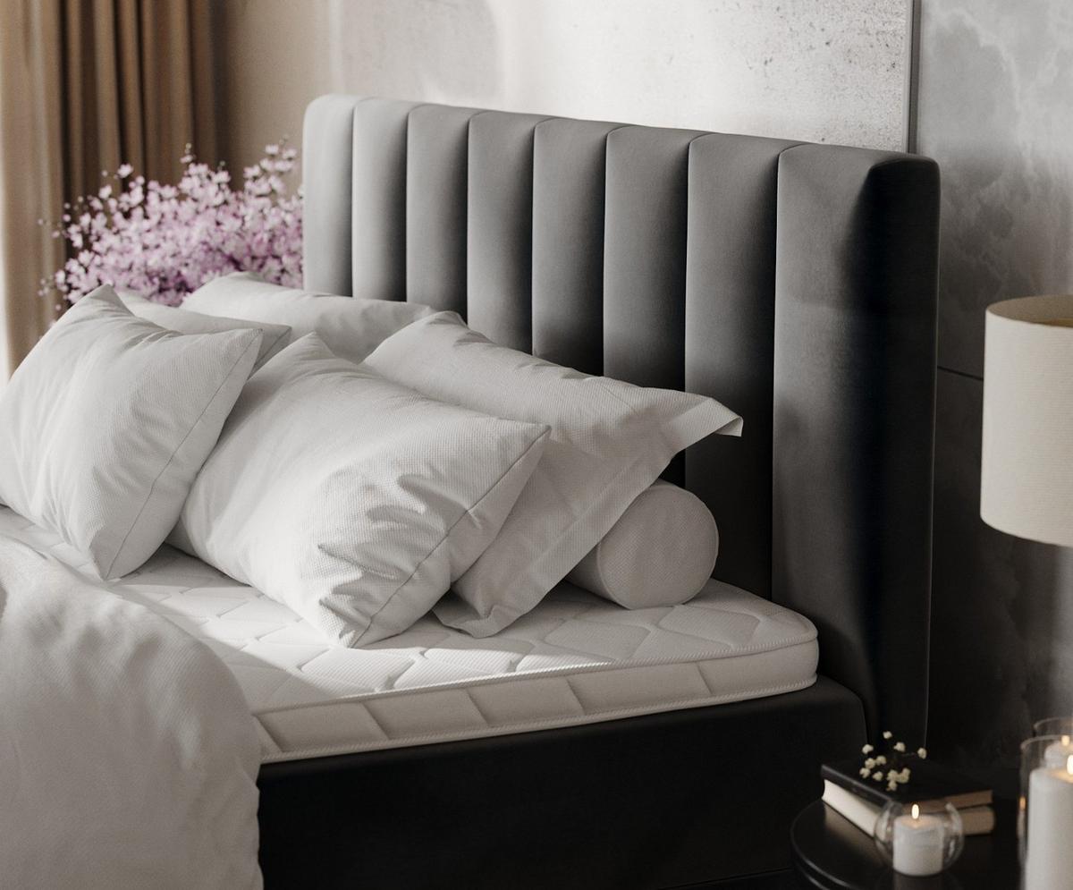 BOXBETT Lusso 140/200 cm Anthrazit im Paros Stoff - Anthrazit/Schwarz, Holz/Holzwerkstoff (140/200cm) - AltaBeds