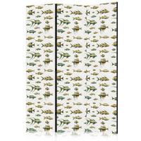 PARAVENT Beidseitig Bedruckter 3-tlg 135x172 cm Bunten Fische Im Boho Stil - Multicolor, Holz/Textil (135/172/3cm) - Muralo