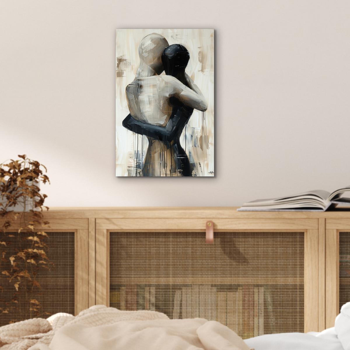 METALLBILD Abstrakt - Liebe - Schwarz und weiß - Modern 20x30 cm - Schwarz, Metall (20/30cm) - MuchoWow