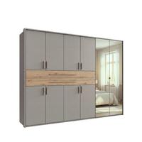 DREHTÜRENSCHRANK B273/H210/T58 cm Sandgrau, Kleiderschrank mit Passepartout, 2 Spiegel, 2 großen Schubkästen & Griffen in Eiche Artisan Dekor / 22650 - Sandfarben/Eiche Artisan, Holzwerkstoff/Kunststoff (273/210/58cm) - luma-home