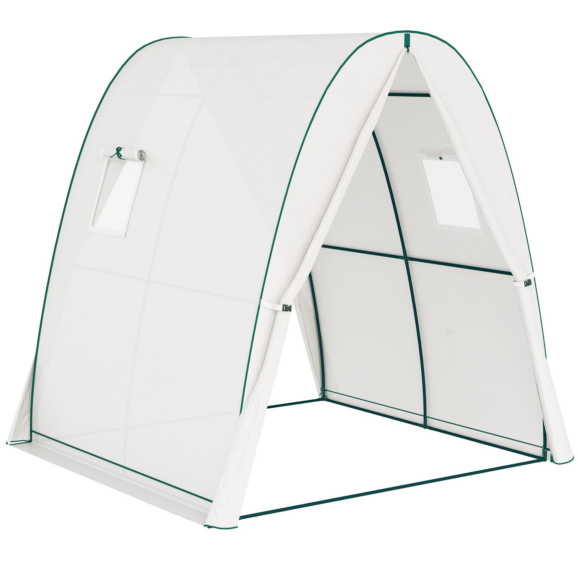 GEWÄCHSHAUS, 180L x 180B x 200H cm - Weiß, Kunststoff (180/200/180cm) - Outsunny