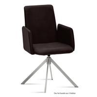 ARMLEHNSTUHL drehbar (4er-Set) Dreama 52x92x60 Edelstahl/Espresso - Edelstahlfarben/Dunkelbraun, Kunststoff (60/92/52cm) - 58aufmkessel