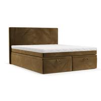 BOXBETT Zalla 200/200 cm Honiggelb im Kronos Stoff - Schwarz/Honig, Holz/Holzwerkstoff (200/200cm) - AltaBeds