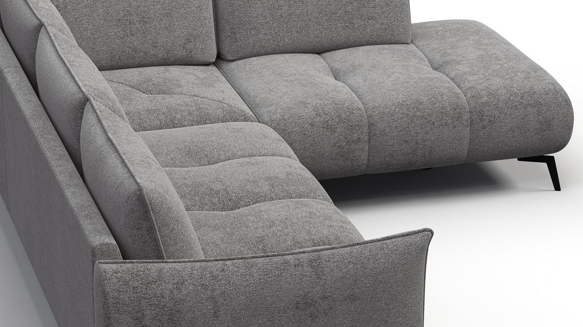 ECKSOFA AERA 5-Sitzer rechts, platingrau - Schwarz/Grau, Holz/Textil (268/206cm) - Wozimo
