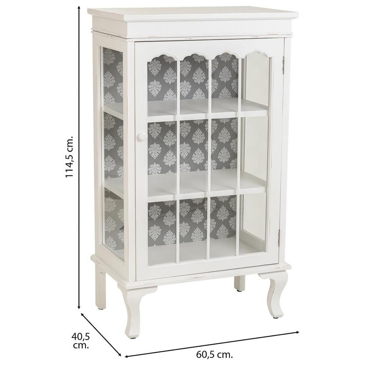 VITRINE aus Holz, weiß, 61x41x115cm - Weiß, Holz (65.5/114.5/40.5cm) - Wanderlust