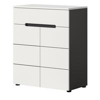 SCHUHKOMMODE weiß, grau, Flurkommode 80 x 94 cm, Vollauszug und Soft-Close - Schwarz/Weiß, Holzwerkstoff/Kunststoff (80/94/37cm) - Inn.Furn