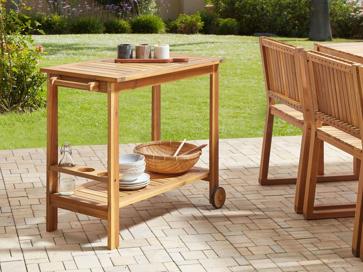 TEEWAGEN 47/83 cm Heller Holzfarbton Sassari Ii - Hellbraun, Holz (47/74/90cm) - Beliani