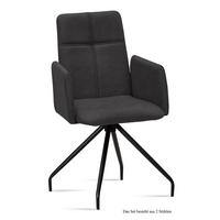 ARMLEHNSTUHL (2er-Set) Devaki 52x92x60 Schwarz/Anthrazit - Anthrazit/Schwarz, Kunststoff (60/92/52cm) - 58aufmkessel