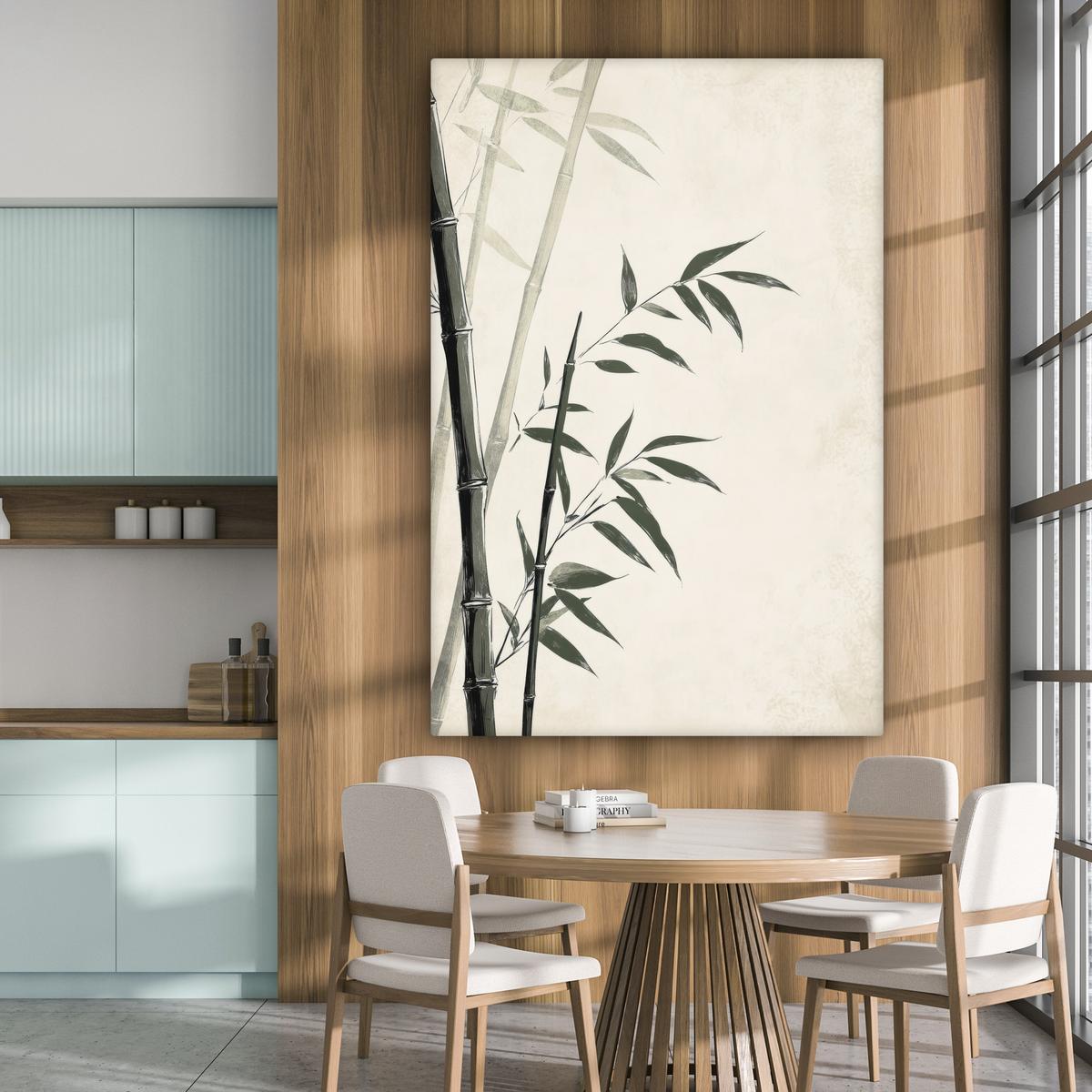 LEINWANDBILD Japandi - Bambus - Beige Deko Groß 90x140 cm - Eukalyptusholzfarben, Textil (90/140cm) - MuchoWow