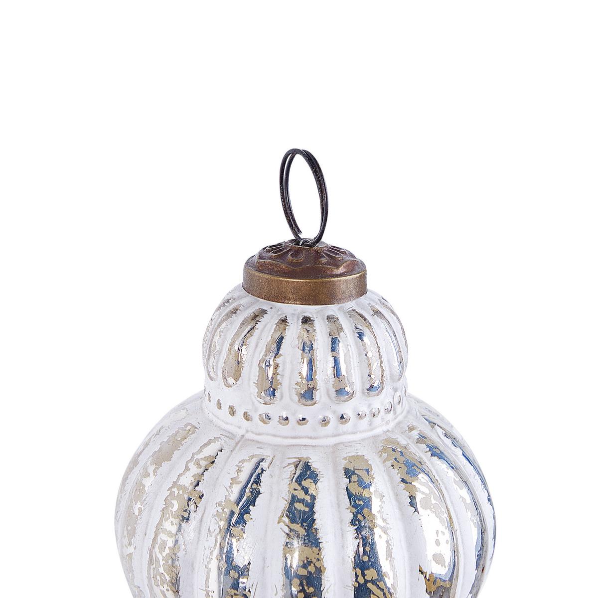 WEIHNACHTSBAUMKUGELN 11/14 cm Silber Cremeux - Silberfarben, Glas (10/14/10cm) - Beliani