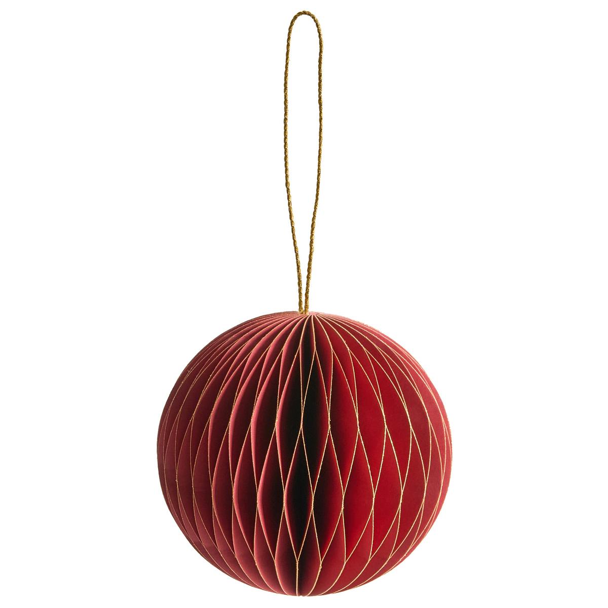 WEIHNACHTSBAUMSCHMUCK 18er Set Papier Rot Susa - Rot, Papier (12/10/12cm) - Beliani