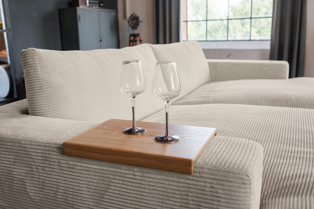 BIG SOFA-SET 7-TLG MADELINE Cremeweiß Cord - Creme/Schwarz, Kunststoff/Textil (290/85/170cm) - KAWOLA