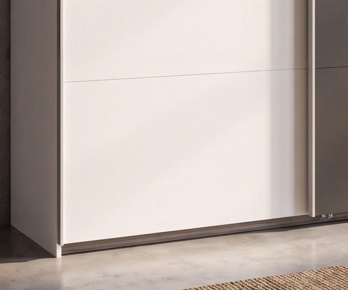 SCHWEBETÜRENSCHRANK 3-türig B313/H208/64 cm Kleiderschrank in Weiß, Spiegel umrahmt in Grafit, Griffe Weiß / 22632 - Graphitfarben/Weiß, Holzwerkstoff/Metall (313/208/64cm) - luma-home